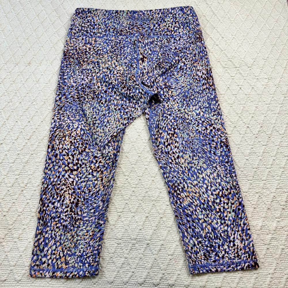 Old Navy High Rise Cropped Leggings Blue Purple Abstract Print Womens Size XL